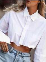 Load image into Gallery viewer, Asymmetrical Cotton Cropped Shirt
