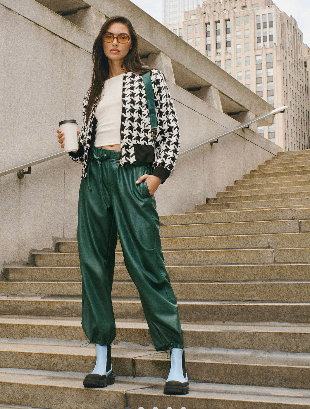 Vegan Leather Belted Pants