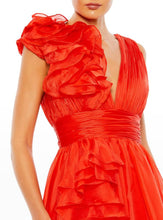 Load image into Gallery viewer, Sleeveless Floral Ruffle Ruched Chiffon Ball Gown
