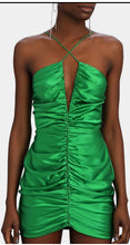 Load image into Gallery viewer, Keyhole Ruched Silk Satin Mini Dress
