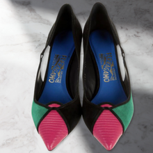 Load image into Gallery viewer, Suede Colorblock Pattern Pumps
