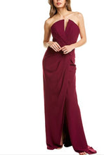 Load image into Gallery viewer, Crepe Draped V Neck Strapless Gown
