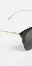 Load image into Gallery viewer, Black/Gold Plastic Cat-Eye Sunglasses Grey Lens
