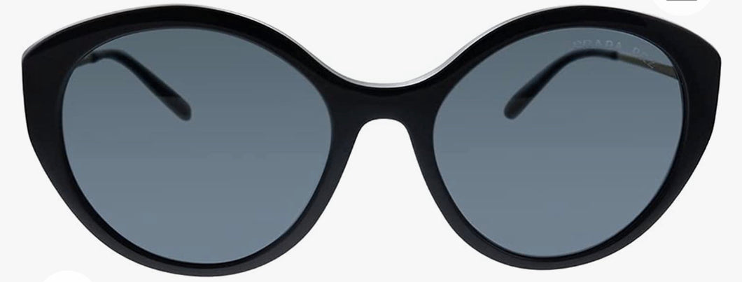PR 18XS 1AB5Z1 Black Plastic Round Sunglasses Grey Polarized Lens