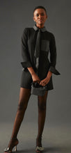 Load image into Gallery viewer, FAUX LEATHER NECK TIE SHIRT DRESS
