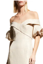 Load image into Gallery viewer, Metallic Puff-Sleeve Off-Shoulder Gown
