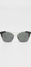Load image into Gallery viewer, Black/Gold Plastic Cat-Eye Sunglasses Grey Lens
