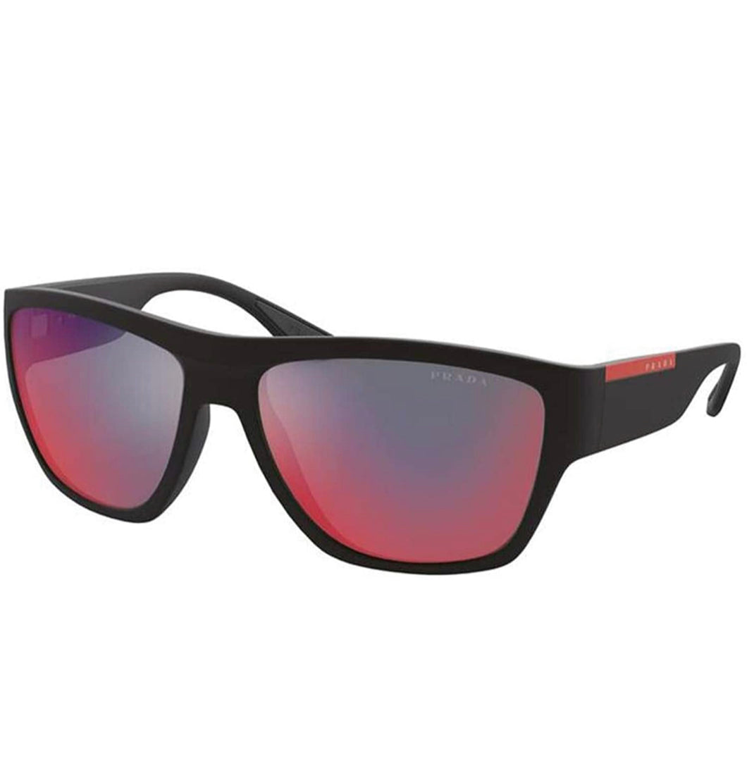 Mens  Linea Rossa PS 08VS DG008F Black Plastic Rectangle Sunglasses Multicolor Mirror Lens